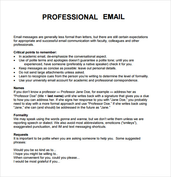 FREE 7+ Sample Professional Emails in PDF