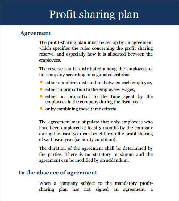 profit sharing in a business plan