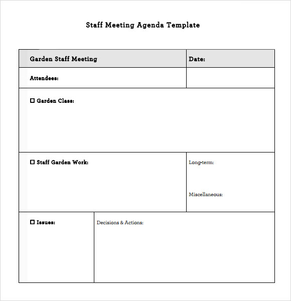 staff meeting agenda 7 free samples examples format