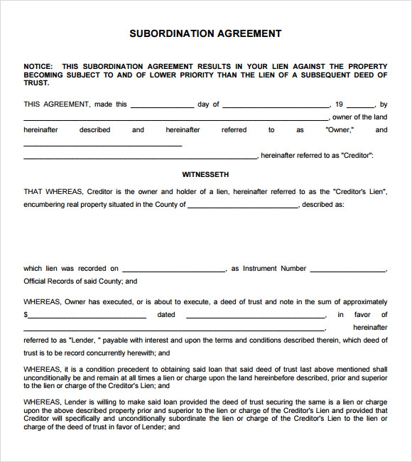 What Is A Subordination Agreement At Kathleen Phillips Blog