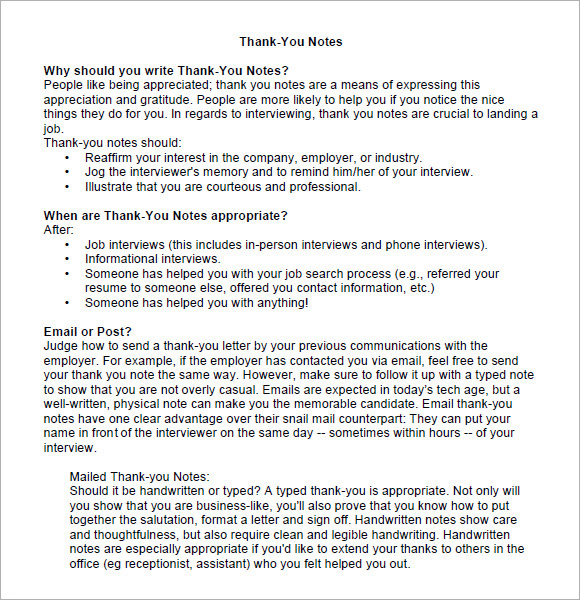 interview informational you thank letter 7  You Templates Samples  Sample Thank Email