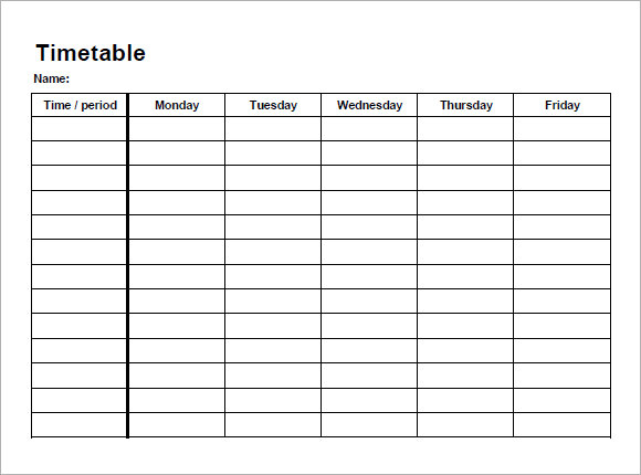 timetable monday to friday pdf