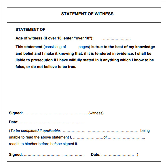 FREE 12 Sample Witness Statement Templates In Google Docs MS Word Pages