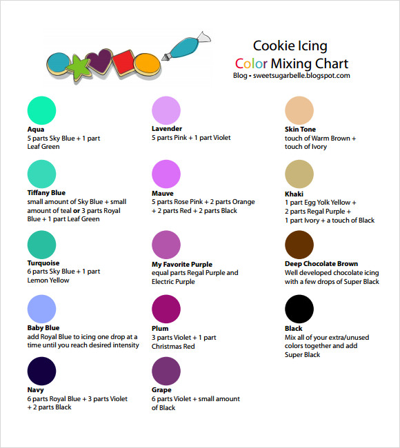 Printable Food Coloring Mixing Chart