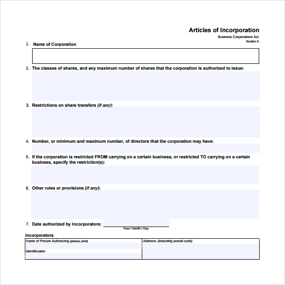 editable articles of incorporation