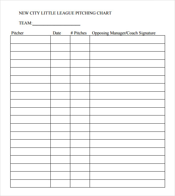 Pitching Chart Template Excel