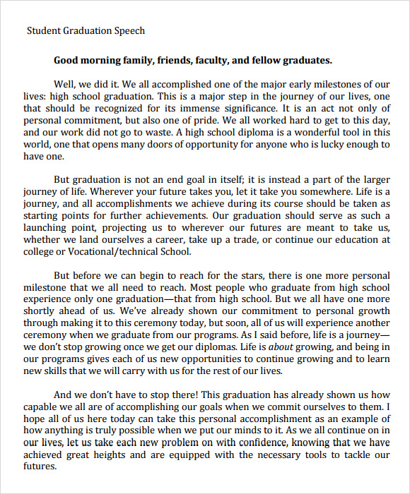 graduation speech examples pdf