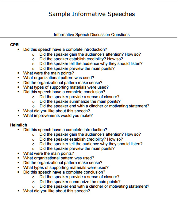 how to write an informative speech