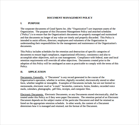 sample pdf document retention policy