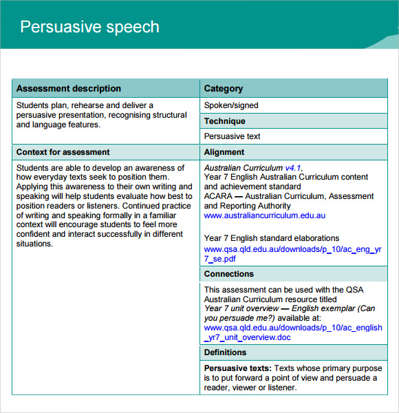 example of persuasive speech