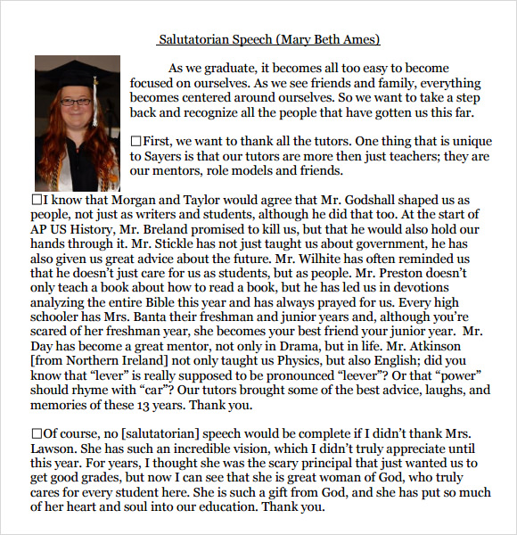 9+ Salutatorian Speech Samples – PDF | Sample Templates