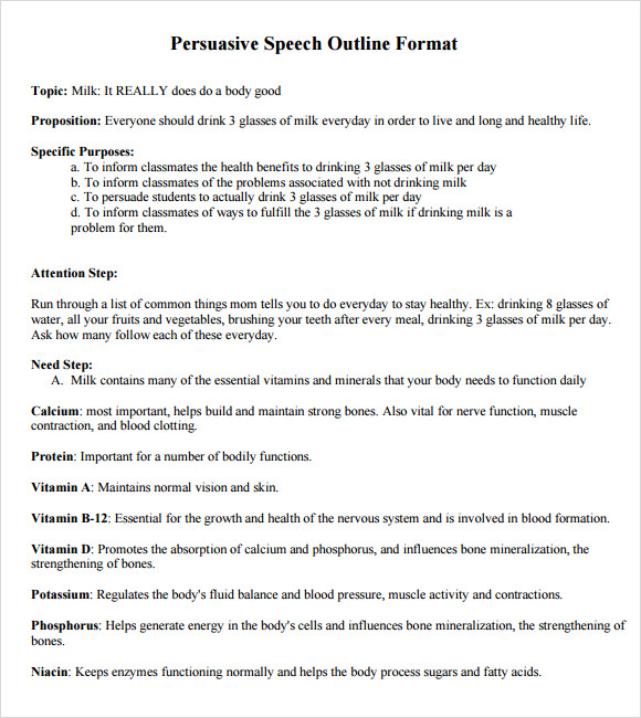 persuasive speech outline format