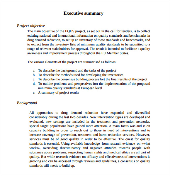 examples of executive summaries for research papers