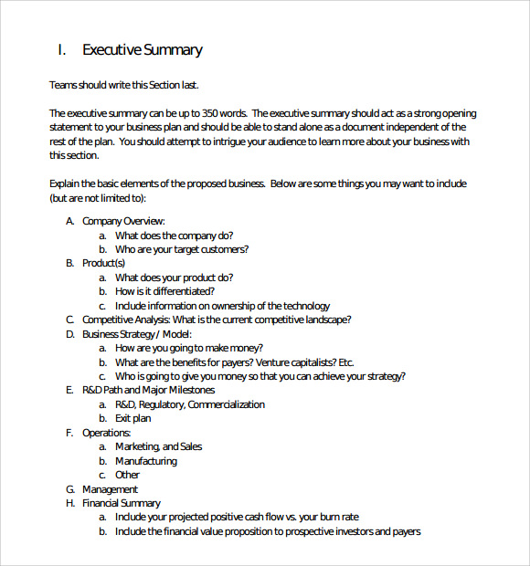 FREE 11  Sample Executive Summary Templates in PDF MS Word Excel