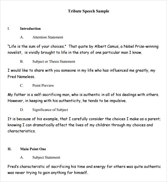 writing a speech example