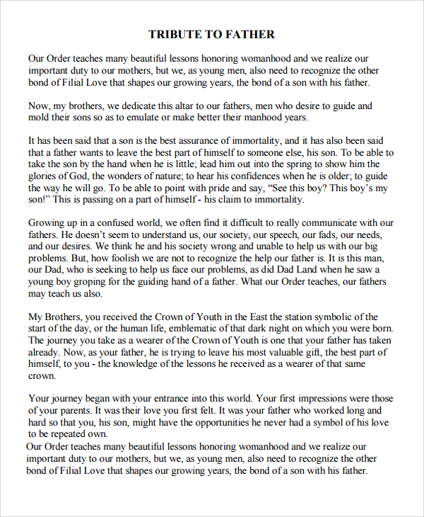 Eulogy For Father From Daughter Template