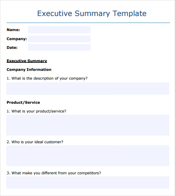 Business report summary format examples