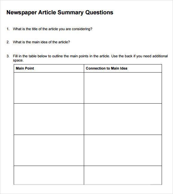 article summary template