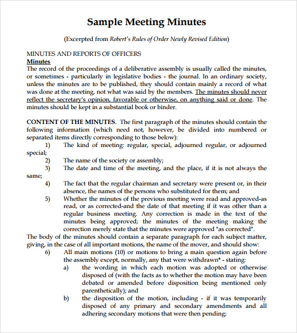 meeting summary template free