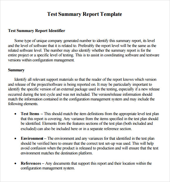 how to write summary of report