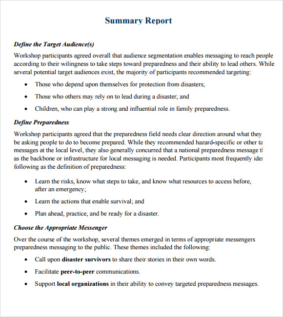 format for report presentation