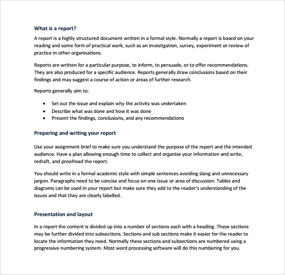 report writing format pdf