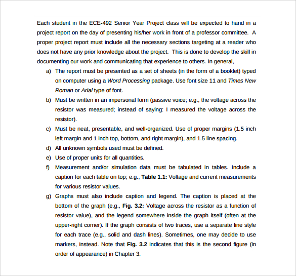 Report writing layout