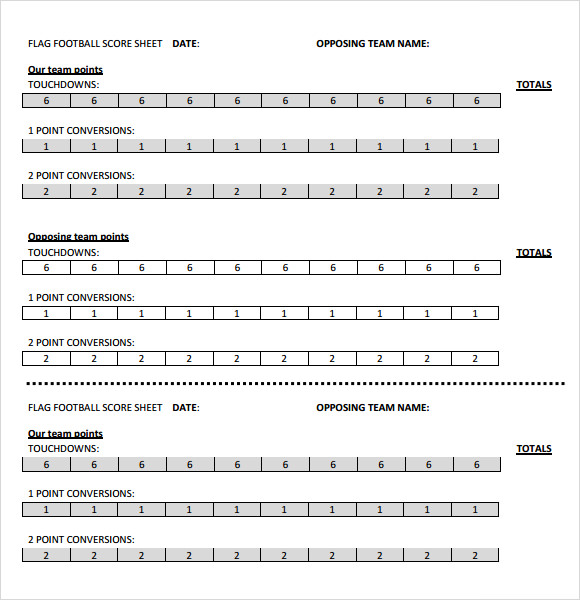 FREE 12 Sample Football Score Sheet Templates In MS Word Google Docs