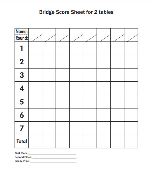 sample bridge score sheet