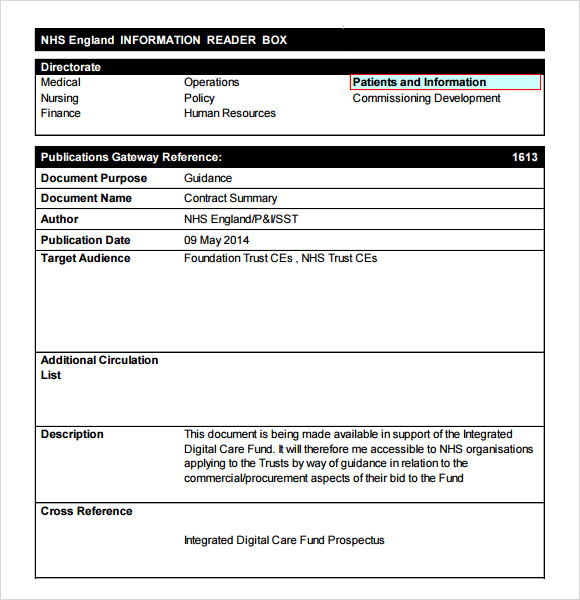 FREE 12+ Sample Contract Summary Templates in PDF MS Word Excel