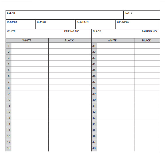 chess score sheet printable