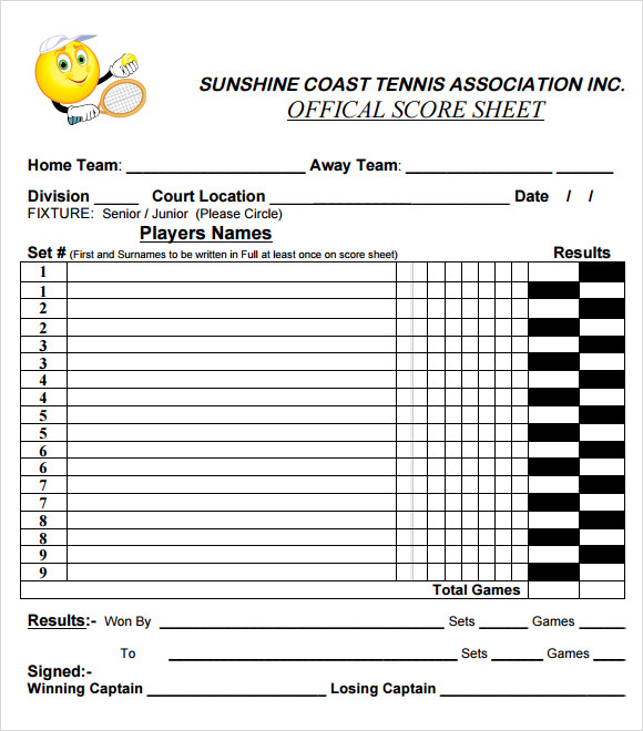 Printable Tennis Score Sheet 2023 Calendar Printable