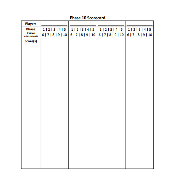 phase 10 phase sheet