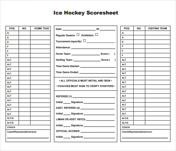 Printable Hockey Roster Sheet