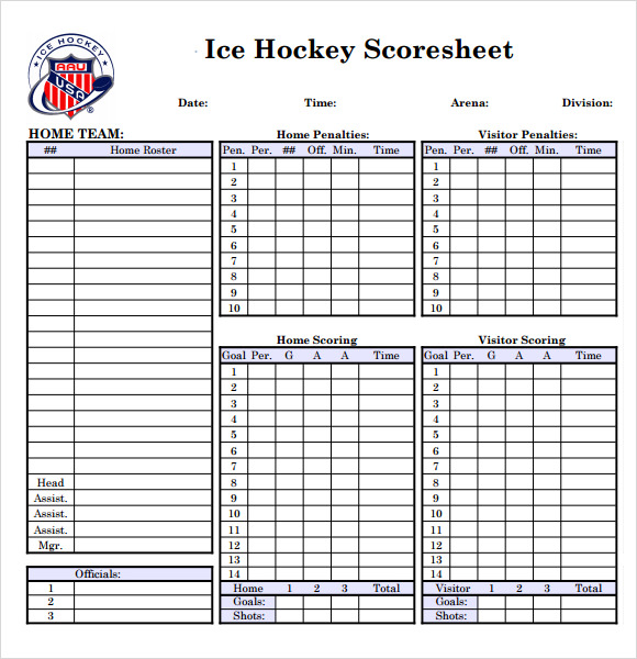 sample hockey score sheet