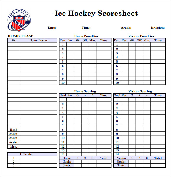 FREE 8 Sample Hockey Score Sheet Templates In PDF