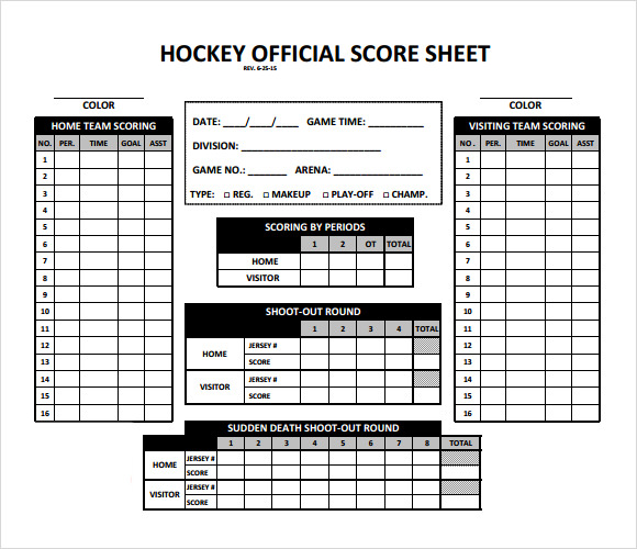 12 Printable hockey score sheet pdf Forms and Templates - Fillable Samples  in PDF, Word to Download