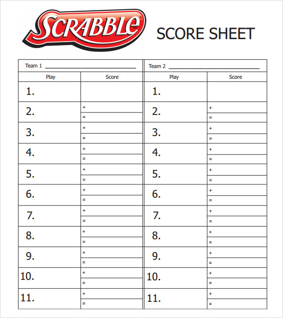 sample scrabble score sheet