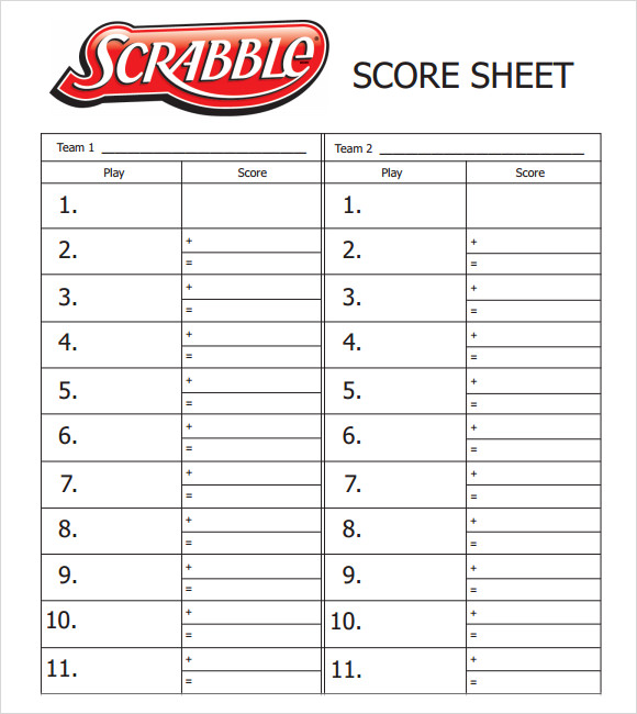 Scrabble Score Sheet: Scrabble Score Keeper For Record and Fun