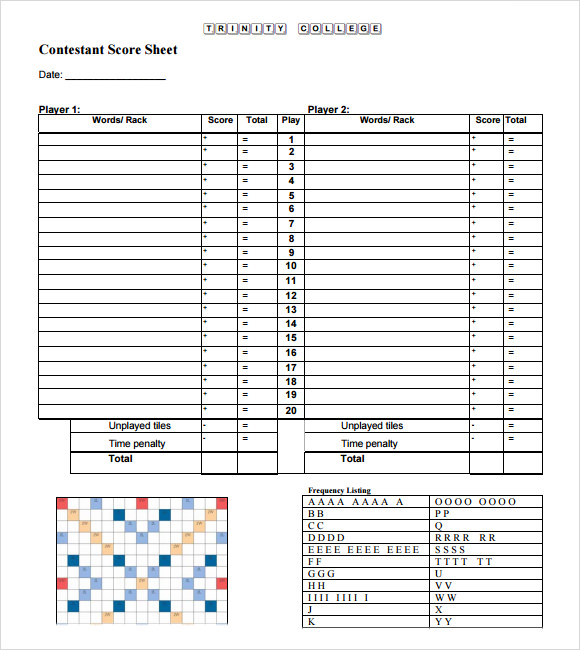 simple scrabble score sheet
