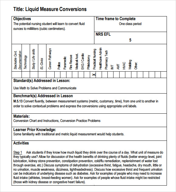 Sample Liquid Measurements Chart - 7+ Free Documents in PDF