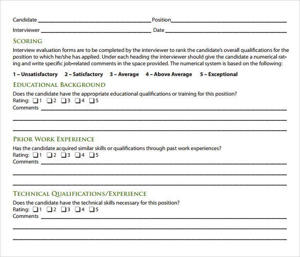 download interview evaluation form