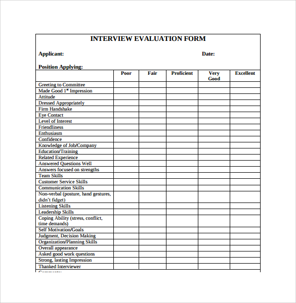 download pdf power attorney free form of 9 Form Evaluation  Format Interview Free  & Examples