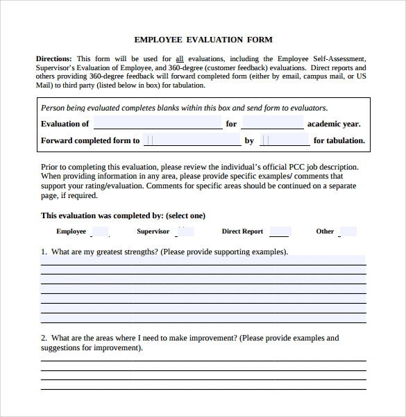 download employee evaluation form