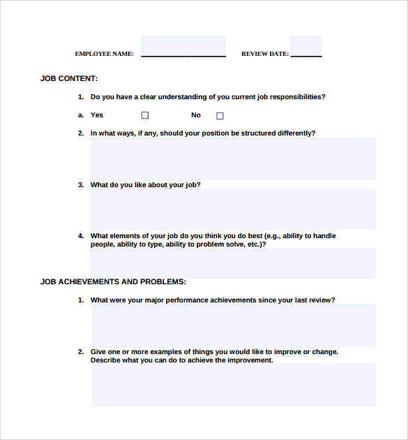 downloadable employee evaluation form