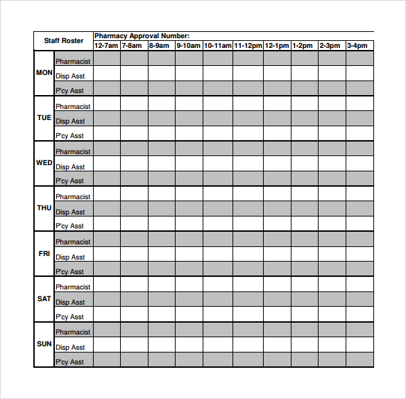 roster template to print