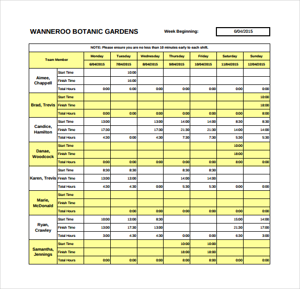 Rostering Template Excel from images.sampletemplates.com