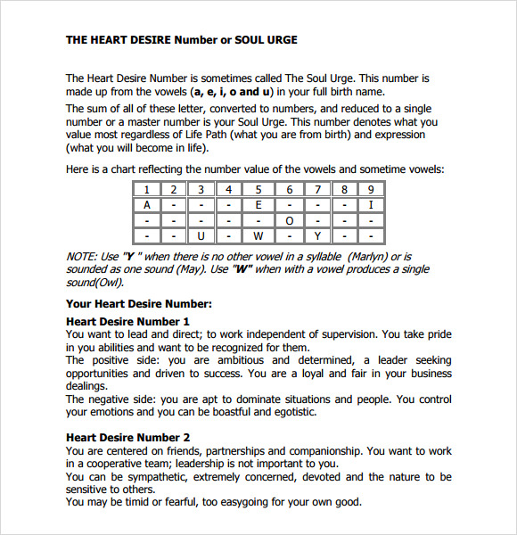 FREE 7+ Sample Numerology Chart Templates in PDF