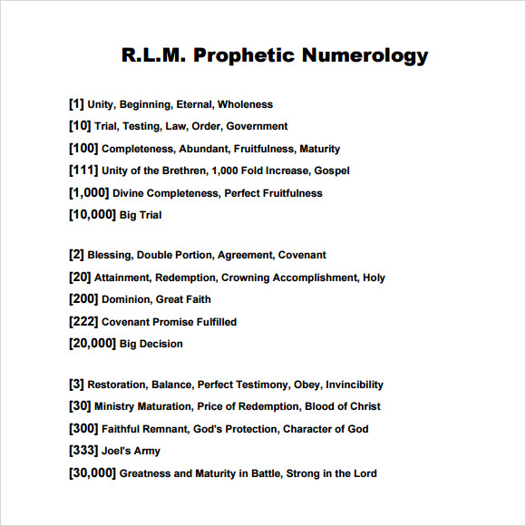 sample numerology chart template