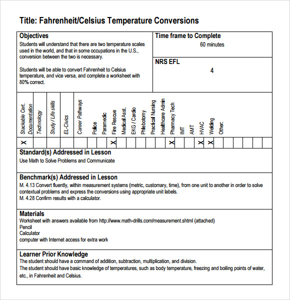 Sample Temperature Conversion Chart - 9+ Documents in PDF